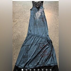 Salvage Rare Asymmetrical maxi Dress in Dark Blue